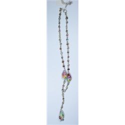 Speckled glass beaded necklace - teardrop style.