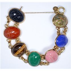 Mult-colored stoned gold bracelet