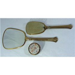 Vintage Vanity Set Brush and Mirror and Jar