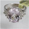 Genuine  6.64 ctw  Pink Kunzite Ring  14KT White Gold