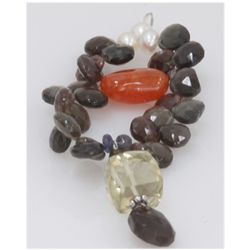 NATURAL 64.75 CTW MIXED- SEMI-PRECIOUS PENDANT .925 STE