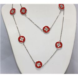 RED SILVER FASHION NECKLACE
