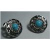 Image 1 : ROUND BLUE TURQUOISE CZ SILVER EARRINGS