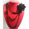 Image 1 : 3-1 MAURICA BEADED BLACK FLOWER NECKLACE 3LAYERS 20INCH
