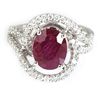 Image 1 : Genuine 4.93 ctw Ruby & Diamond Ring 18kt Gold-White