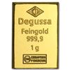 Image 1 : 1 gram Degussa Gold Bar .9999 Fine