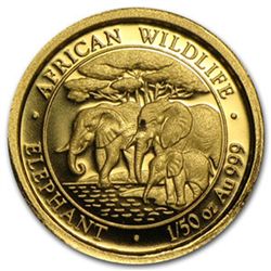 2013 1/50 oz Gold Somalian African Elephant