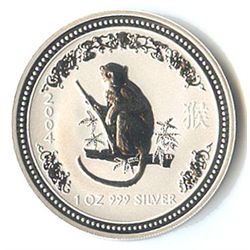 Australian Lunar Silver 1 oz Silver 2004 Monkey