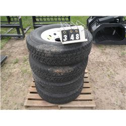 Qty 4- LT235 R16 tires on 8 hole rims