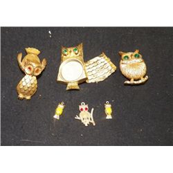 6-PCs Owl Pins & Charms