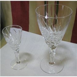 Crystal Ware 19 Wine Glasses and 13 Sherry Glasses