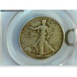 1938 D WALKING LIBERTY HALF DOLLAR PCGS F15 ****KEY***