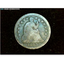 1843 SEATED HALF DIME WITH STARS
