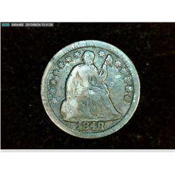 1848 SEATED HALF DIME WITH STARS