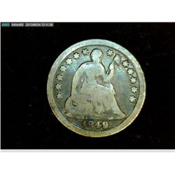 1849 SEATED HALF DIME WITH STARS