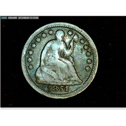 1851 SEATED HALF DIME WITH STARS
