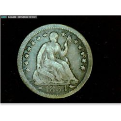 1854 O SEATED HALF DIME WITH STARS