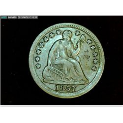 1857 SEATED HALF DIME WITH STARS