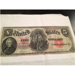 1907 $5  WOODCHOPPER  LEGAL TENDER NOTE