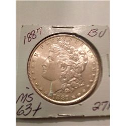 1887 MORGAN SILVER DOLLAR MS-63+