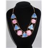 Image 1 : 300CTW BLUE-PINK MULTI-SHAPED BRASS NECKLACE;