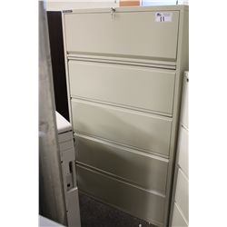 BEIGE 5 DRAWER LATERAL FILE CABINET