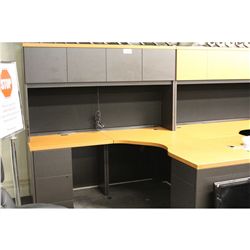 MAPLE & BLACK 6X6 CORNER WORK STATION WITH HUTCH