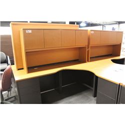 MAPLE & BLACK 6X5.5 CORNER WORK STATION WITH HUTCH