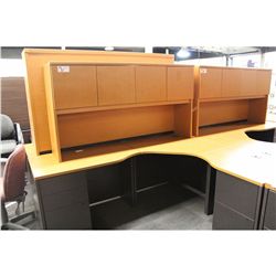 MAPLE & BLACK 6X5.5 CORNER WORK STATION WITH HUTCH