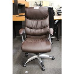 BROWN LEATHER HIGH BACK EXECUTIVE CHAIR (13)