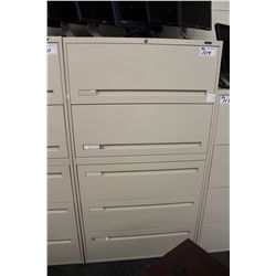 GLOBAL BEIGE 5 DRAWER LATERAL FILE CABINET