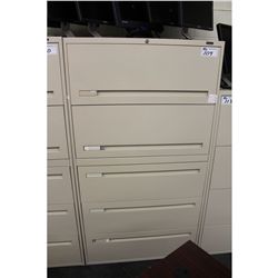 GLOBAL BEIGE 5 DRAWER LATERAL FILE CABINET