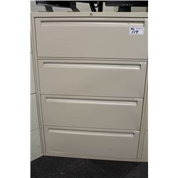STEEL CAGE BEIGE 4 DRAWER LATERAL FILE CABINET