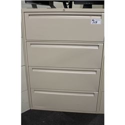 STEEL CAGE BEIGE 4 DRAWER LATERAL FILE CABINET