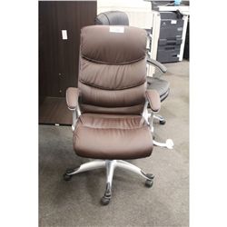 BROWN LEATHER HIGH BACK EXECUTIVE CHAIR (13)