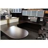 Image 1 : MIDNIGHT OAK U-SHAPE EXECUTIVE DESK WITH HUTCH