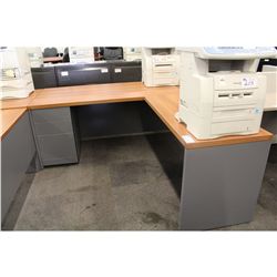 AMBERWOOD AND GREY RH L-SHAPE EXECUTIVE DESK