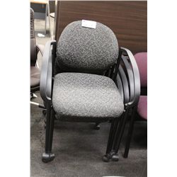 GREY PATTERN FABRIC STACKING CHAIR