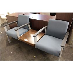 BLUE 2-SEAT RECEPTION C/W COMMON TABLE