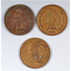 3-1864 BR INDIAN HEAD CENTS "GRADING SET" (AG,GOOD,VG)