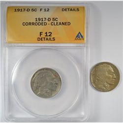 1916-D VF & 1917-D ANACS FINE 12 DETAILS BUFFALO NICKELS