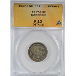 1917-S BUFFALO NICKEL ANACS FINE 12 DETAILS