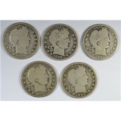 5 DIFFERENT BARBER QUARTERS (93-O,93-S,96,98,98-O) GOOD'S