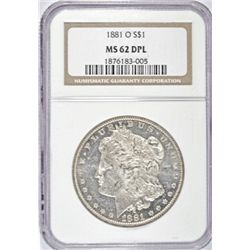 1881-O MORGAN DOLLAR NGC MS62 DPL