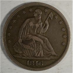 1846-O SEATED HALF DOLLAR XF+ ORIGINAL, NICE! MEDIUM DATE
