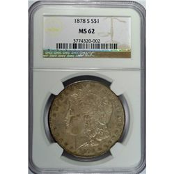 1878 S MORGAN DOLLAR NGC MS62 COLOR!