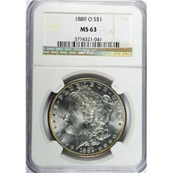 1889 O MORGAN DOLLAR NGC MS63 COLOR!