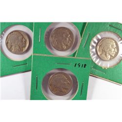 4 1918 BUFFALO NICKELS