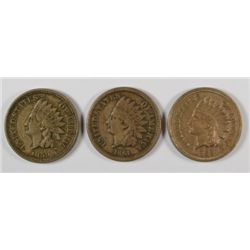 1859 VF, 1861 F/VF & 1863 AU INDIAN HEAD CENTS