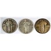 Image 1 : 3- 1927-D STANDING LIBERTY QUARTERS "GRADING SET" (AG,VG,FINE)